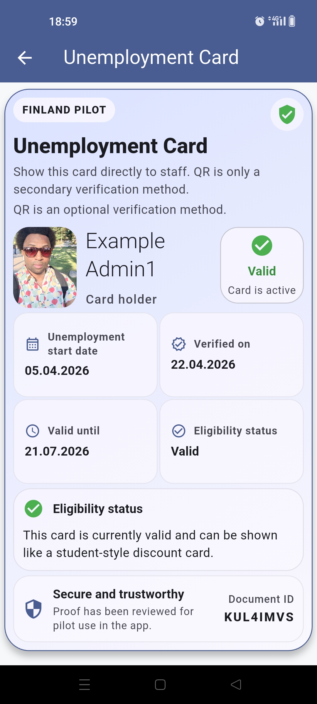 ArkiEtu valid unemployment card