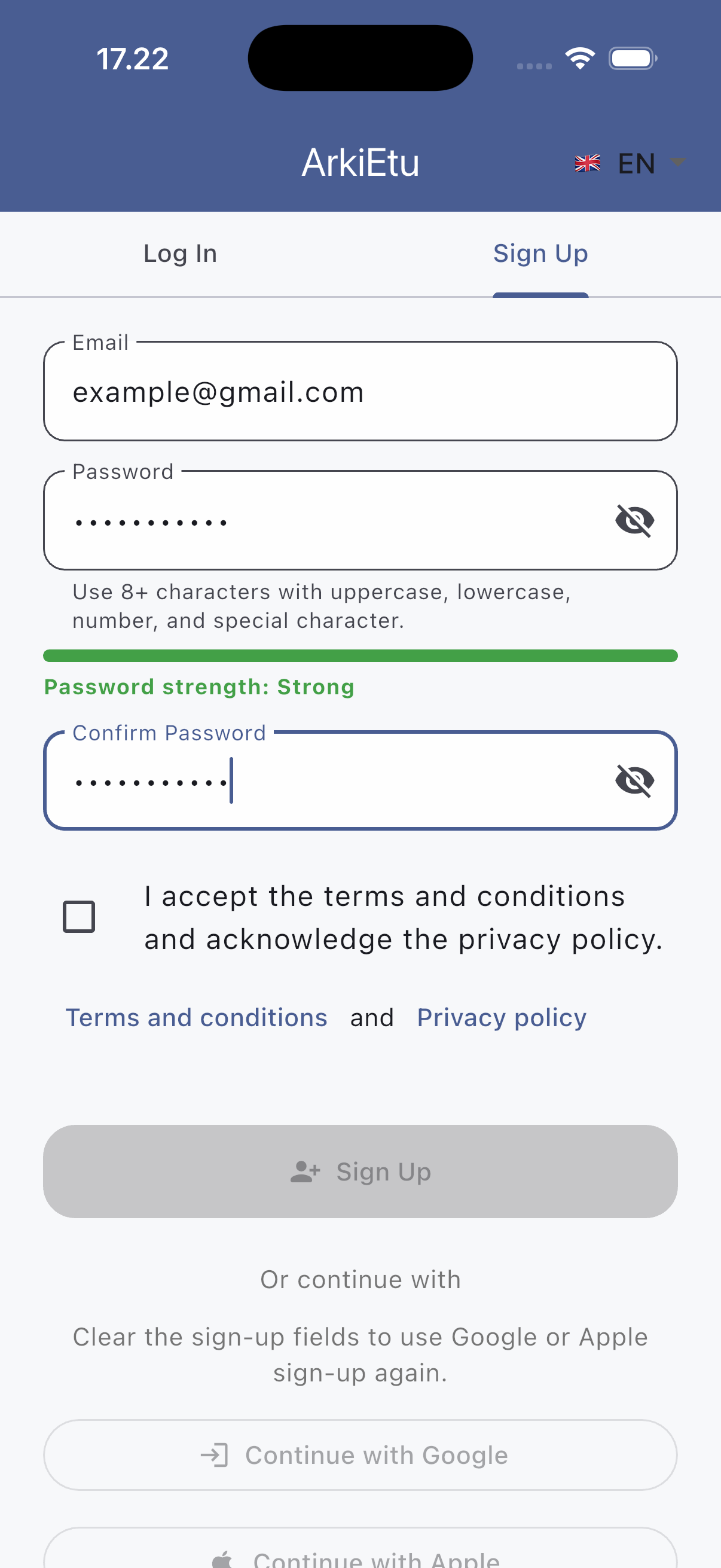 Create a protected account