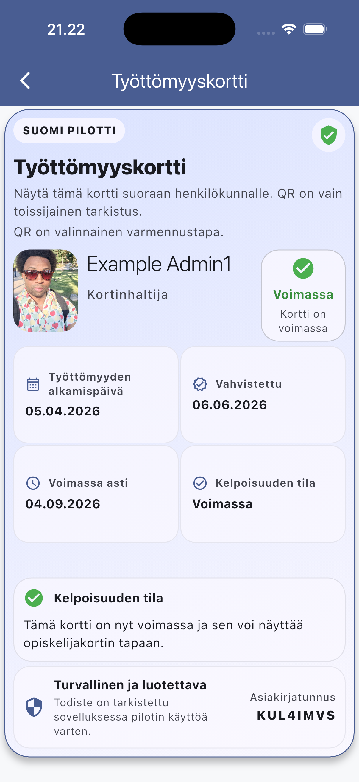 ArkiEtu valid unemployment card
