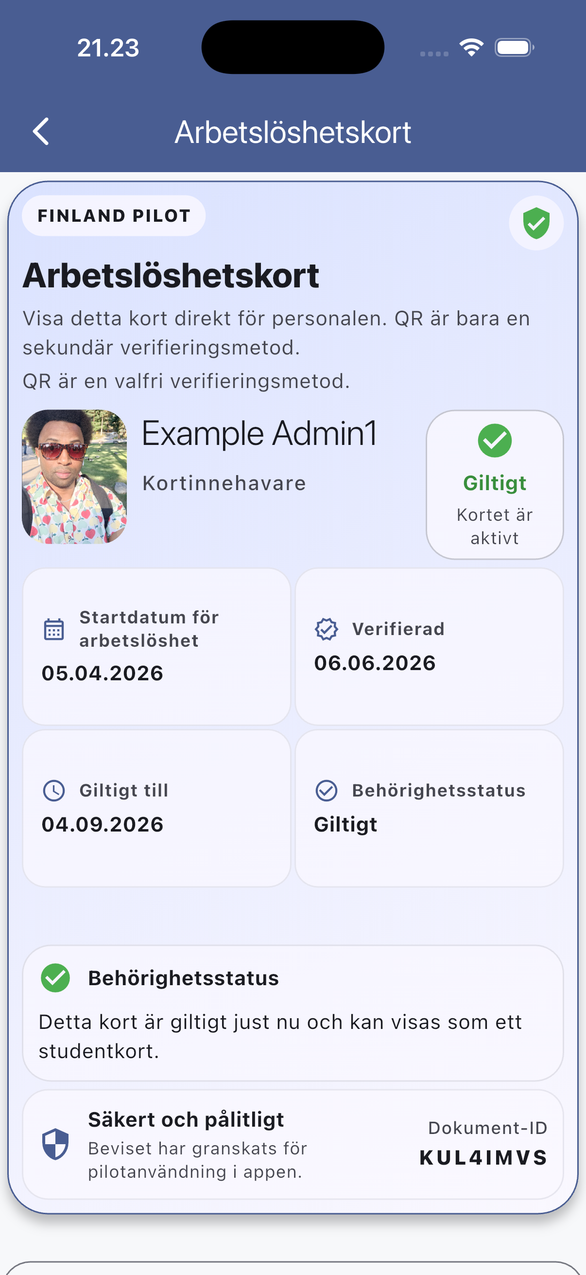ArkiEtu valid unemployment card