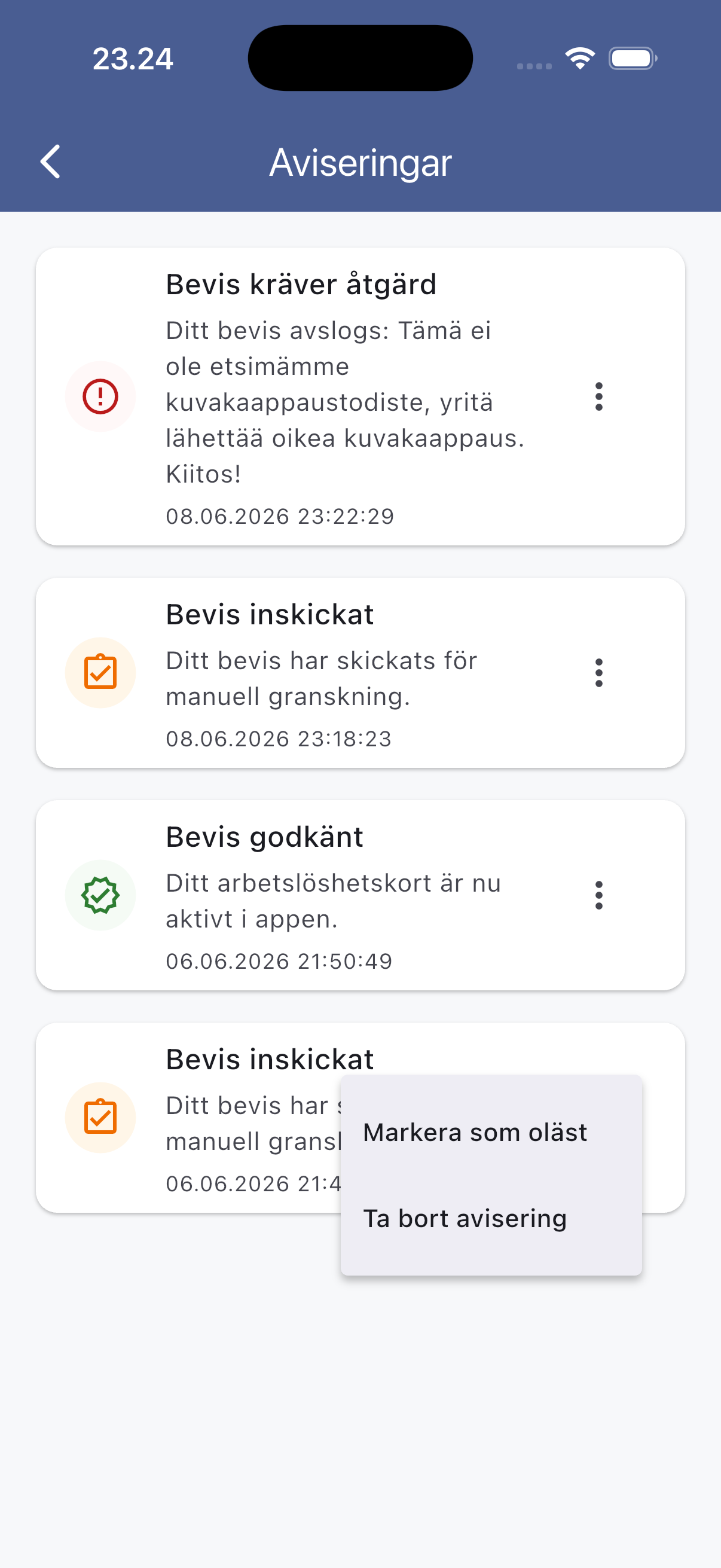 Följ aviseringarna