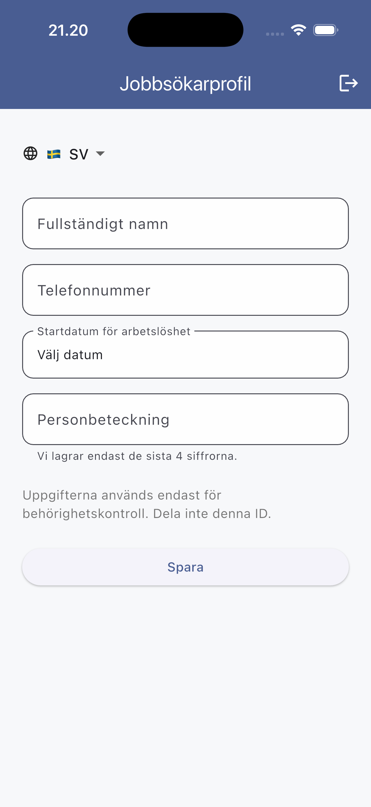 Fyll i profilen
