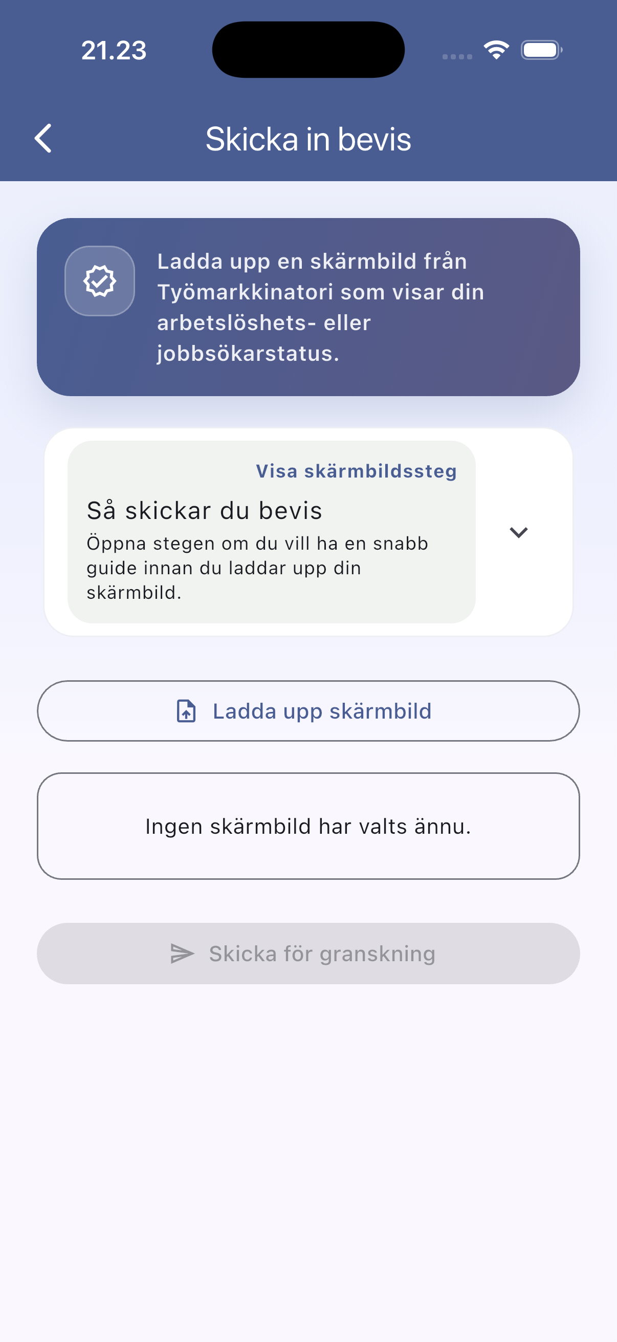 ArkiEtu proof submission screen